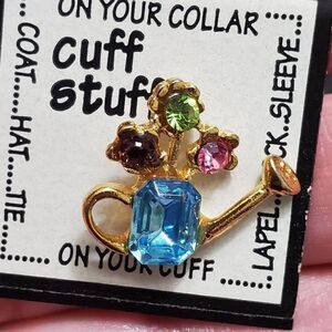 Cuff Stuff gold tone watering can with rhinestones